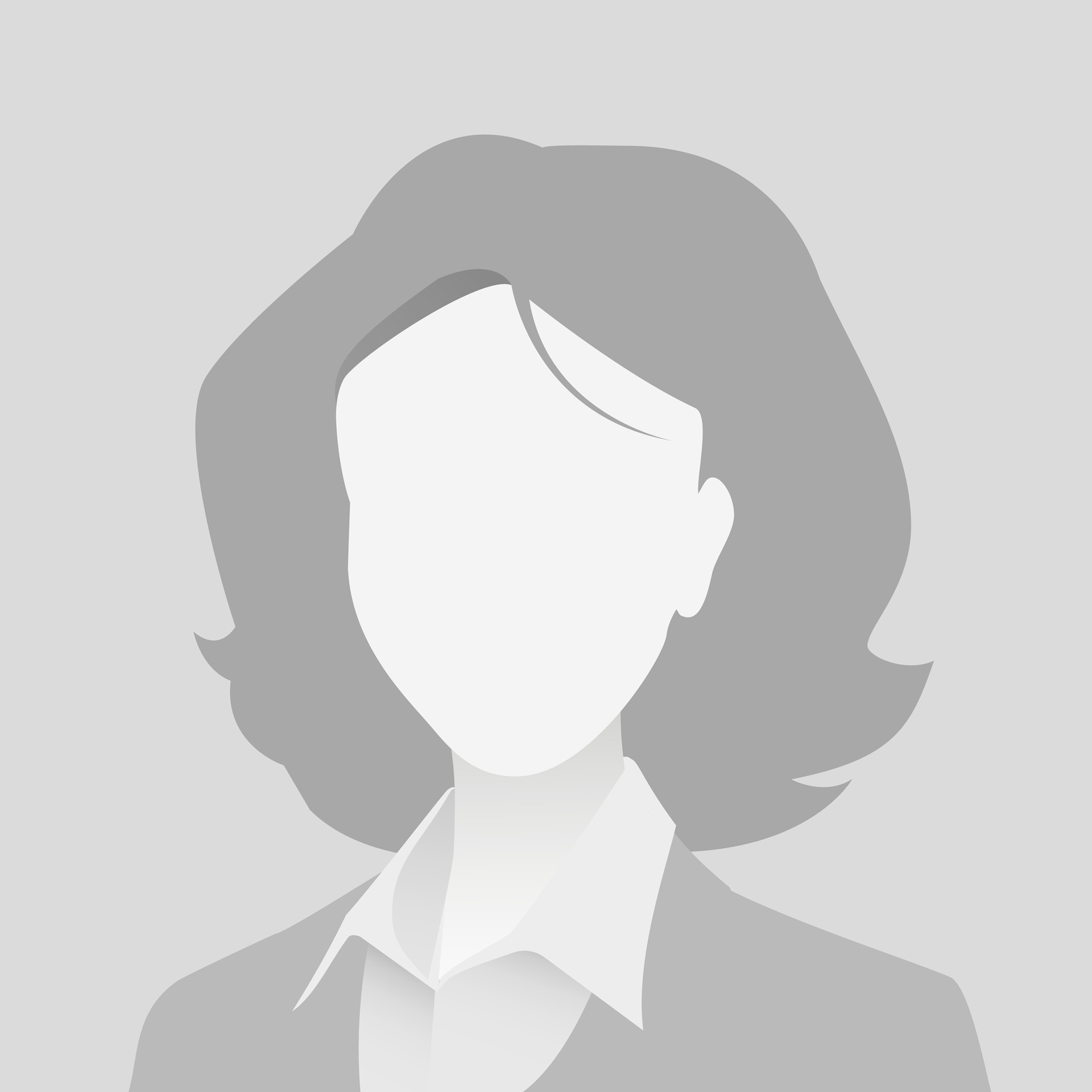 Default avatar photo placeholder. Grey profile picture icon. Business woman illustration
